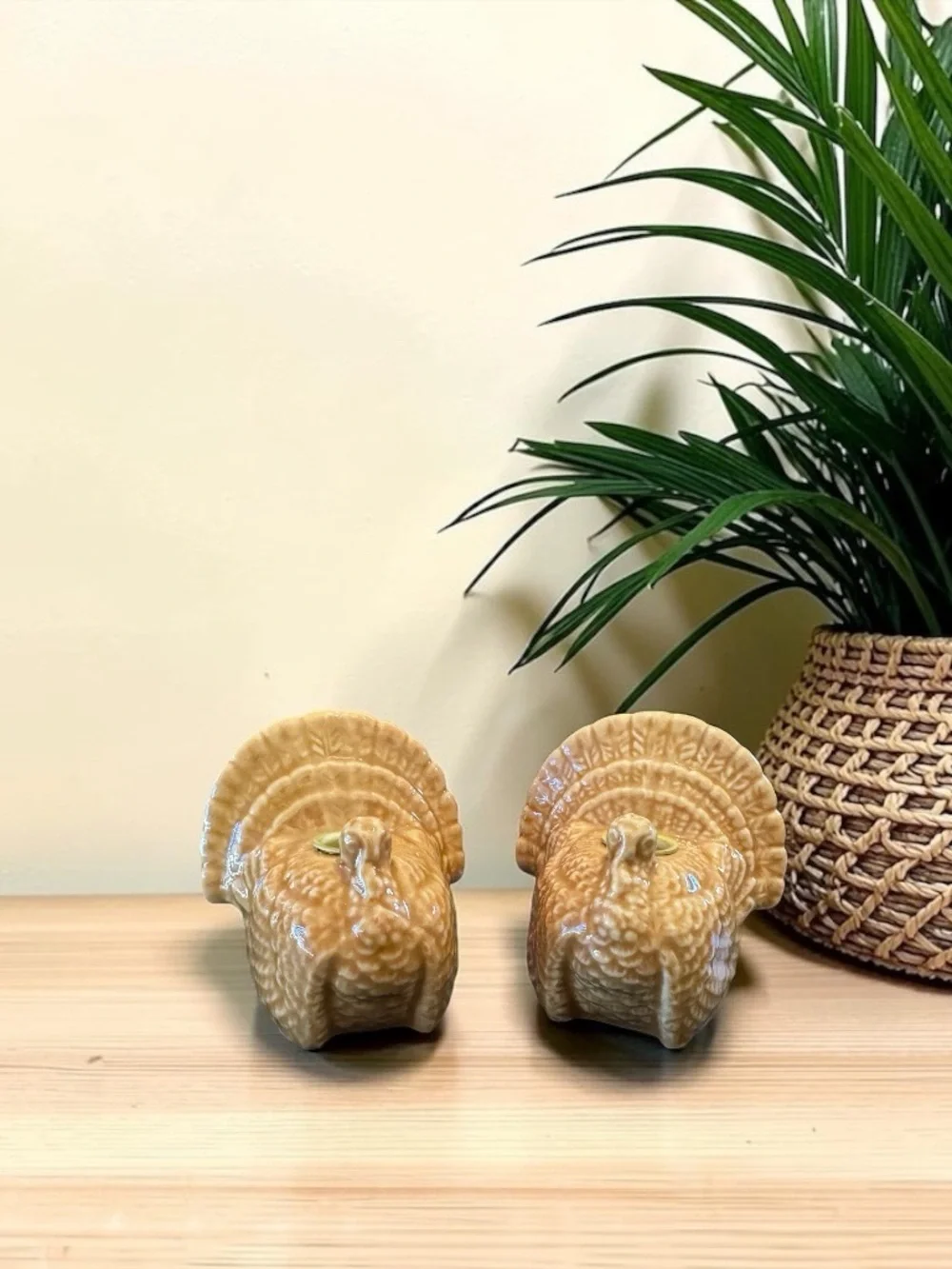 HMK Turkey Ceramic Candlestick Holders Set of 2 Thanksgiving Decor
